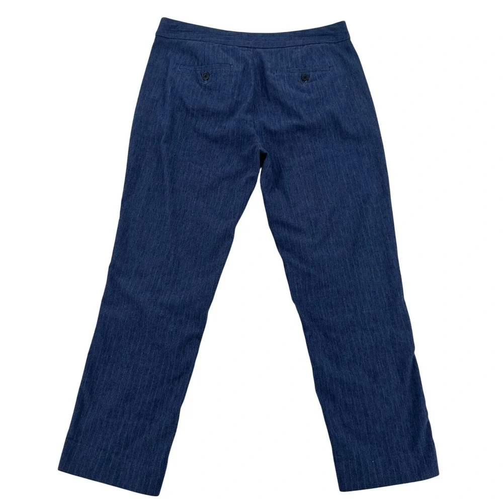 Banana Republic Size 6 Avery Tie Waist Herringbone Trousers Blue  Linen Blend